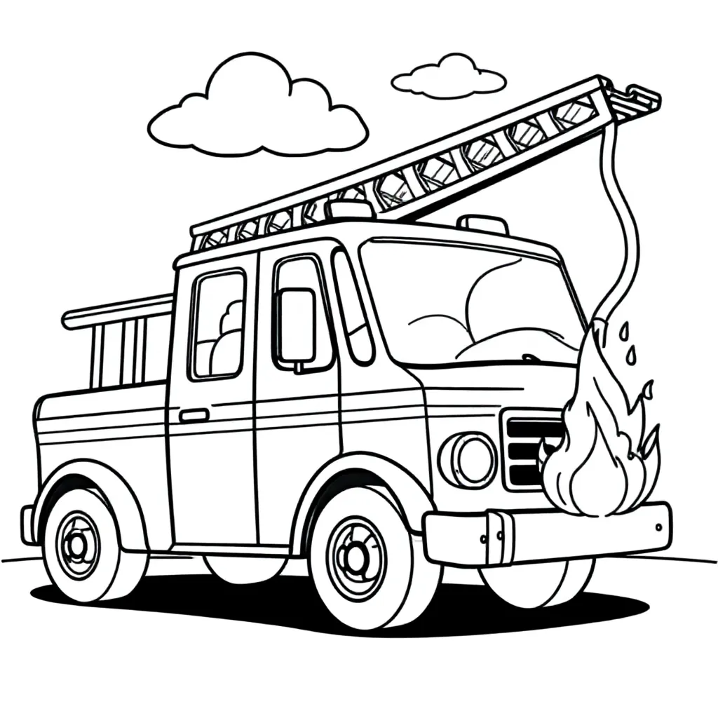 Feuerwehrauto mit Feuer