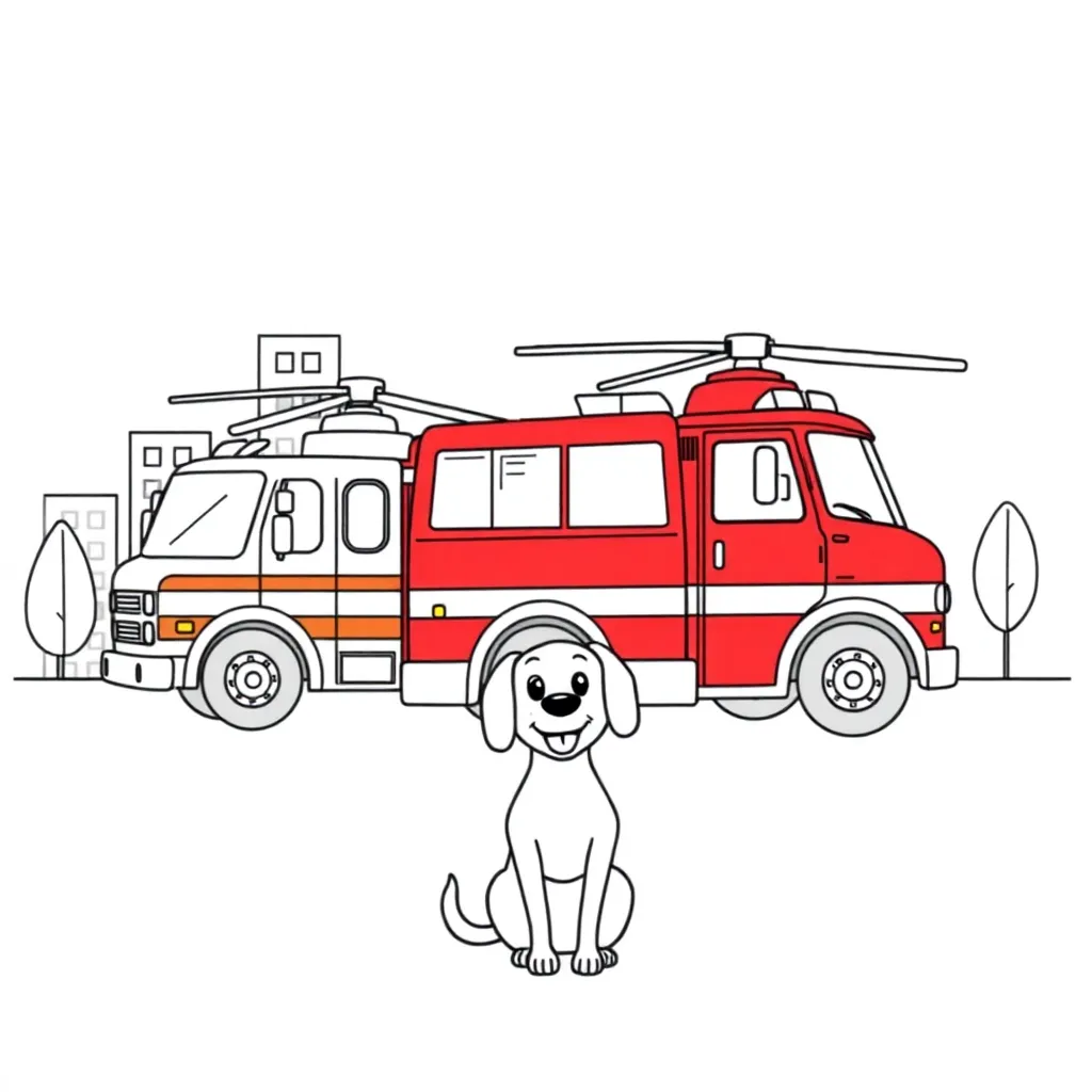 Brandweerman Sam Voertuigen Avontuur Redding Kinderen coloring page for children