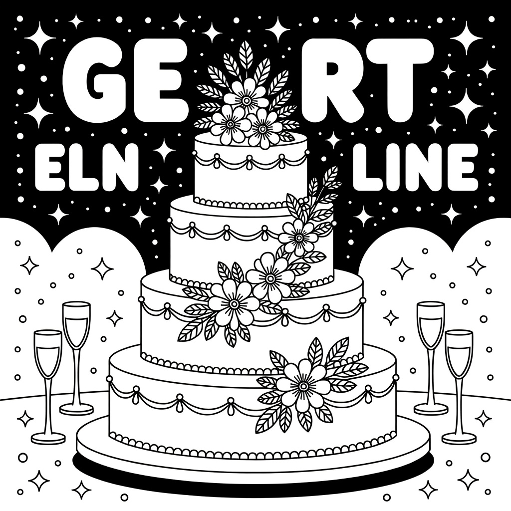 bruidstaart coloring page for children