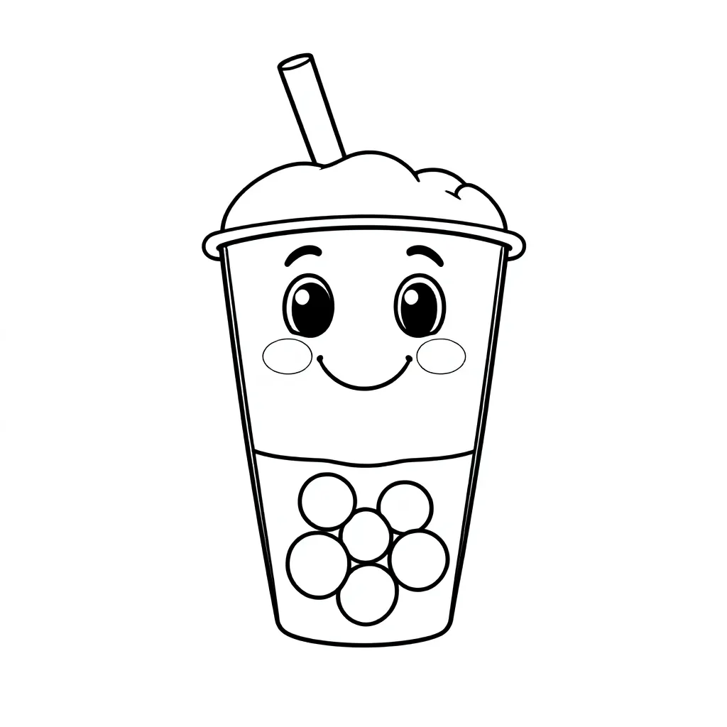 Feuille de coloriage gratuite de bubble tea pour enfants