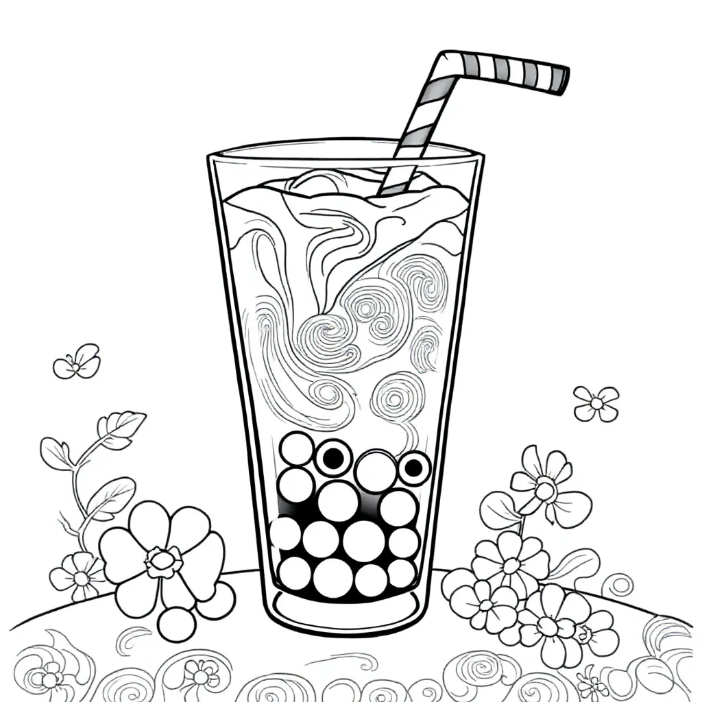 Feuille de coloriage gratuite de bubble tea pour enfants