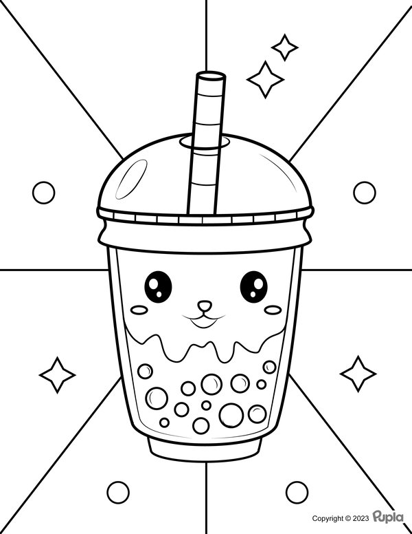 Bubble Tea mit Sternen coloring page for children