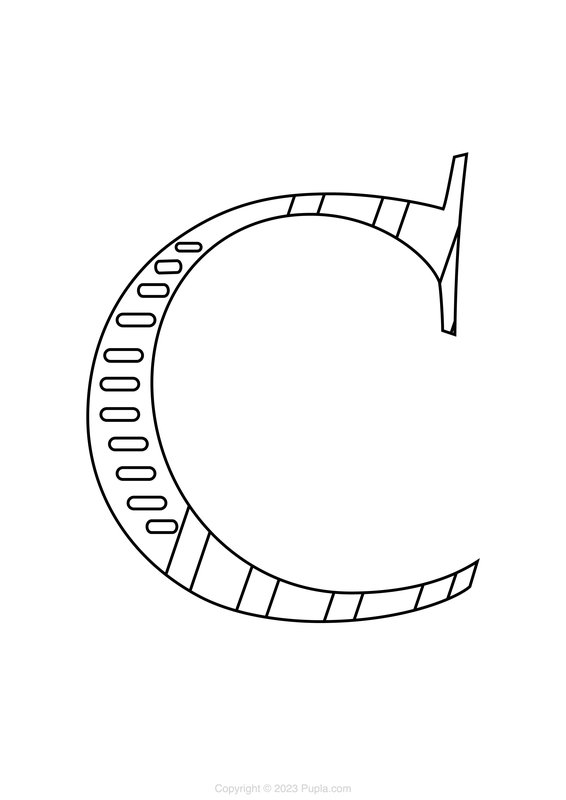 Coloring page Letter C with lines