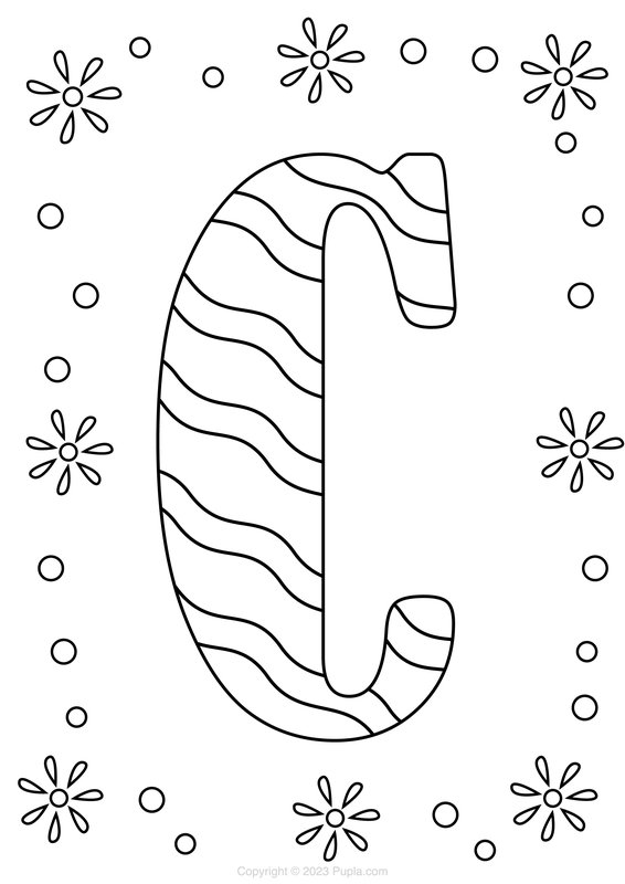 Buchstabe C mit wellenförmigem Muster coloring page for children