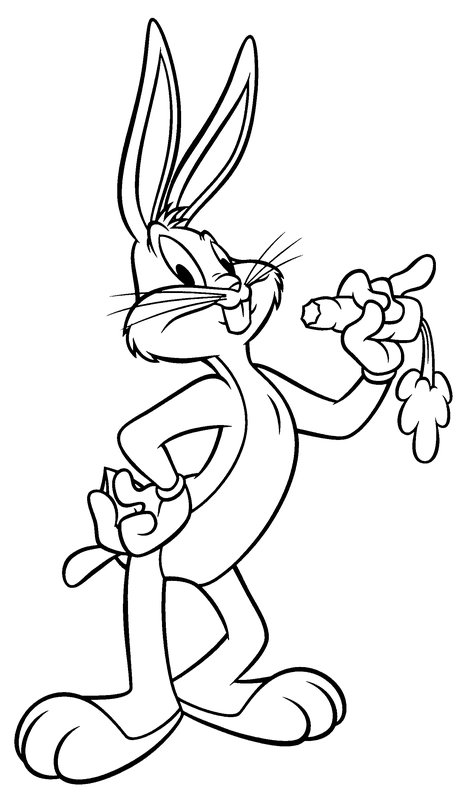 Bugs Bunny Eating Carrot coloring page for children