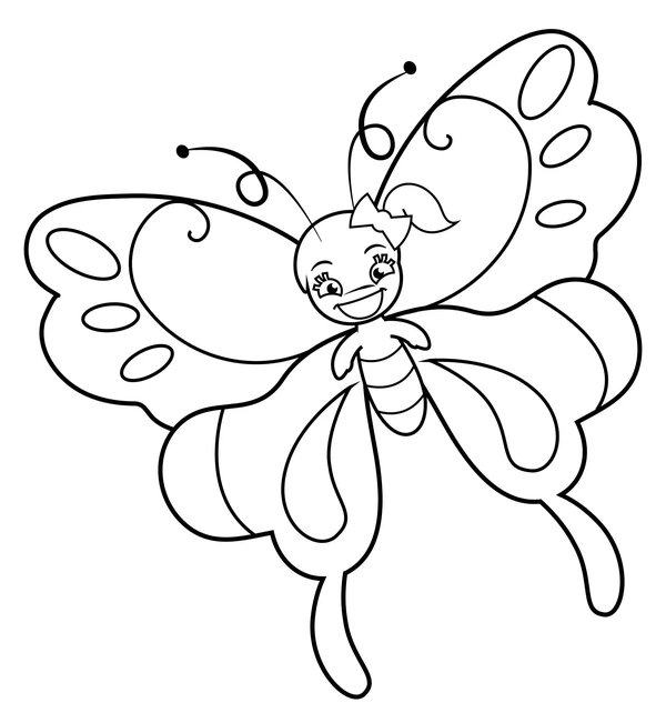 Butterfly Girl coloring page for children
