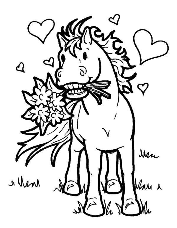 Caballo enamorado coloring page for children