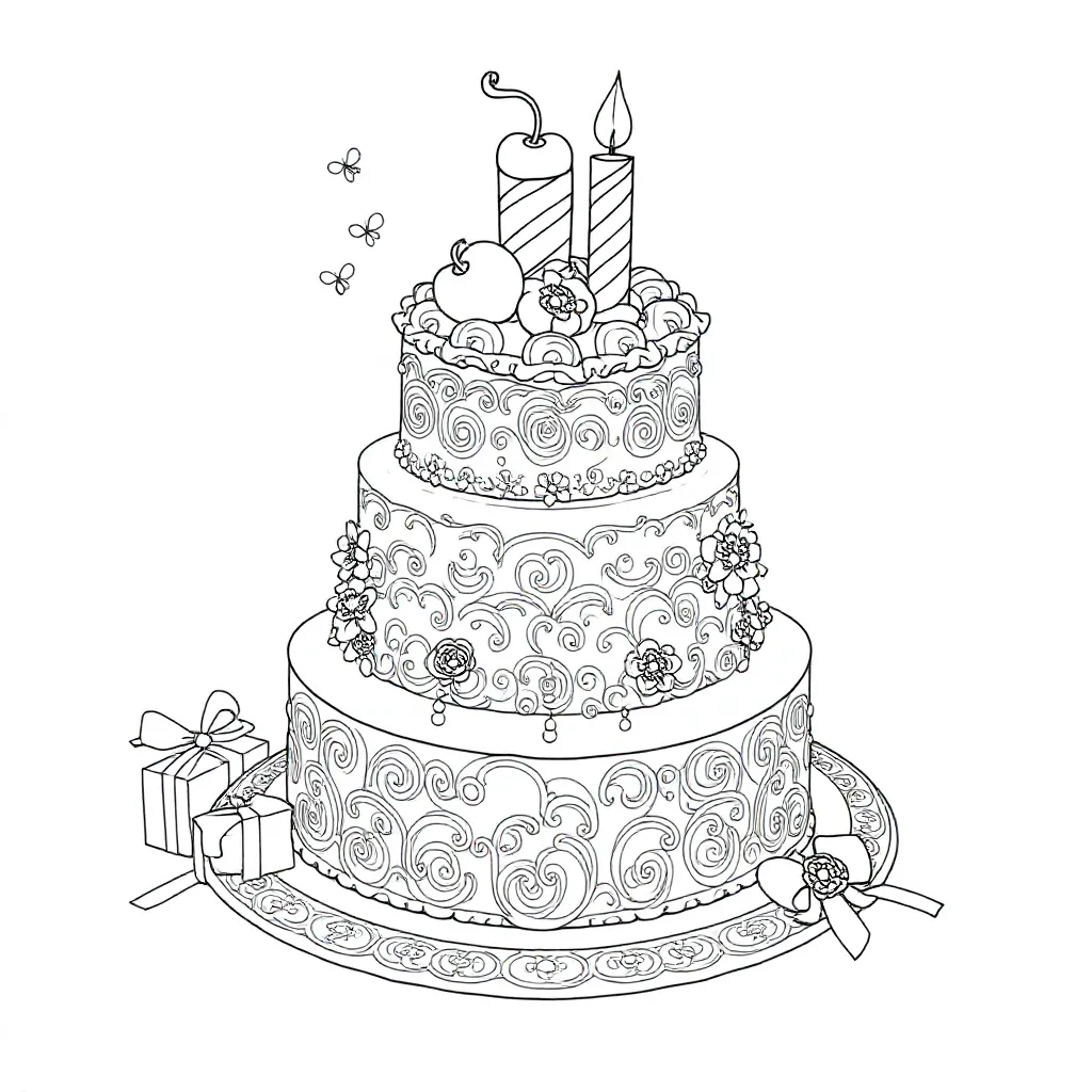 taart kleurplaat voor kinderen