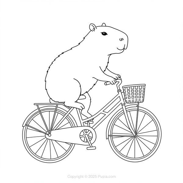 Capybara à bicyclette coloring page for children