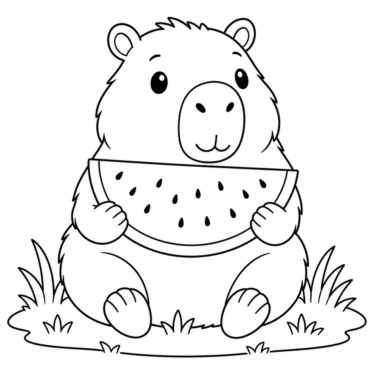 Capibara mangia un'anguria