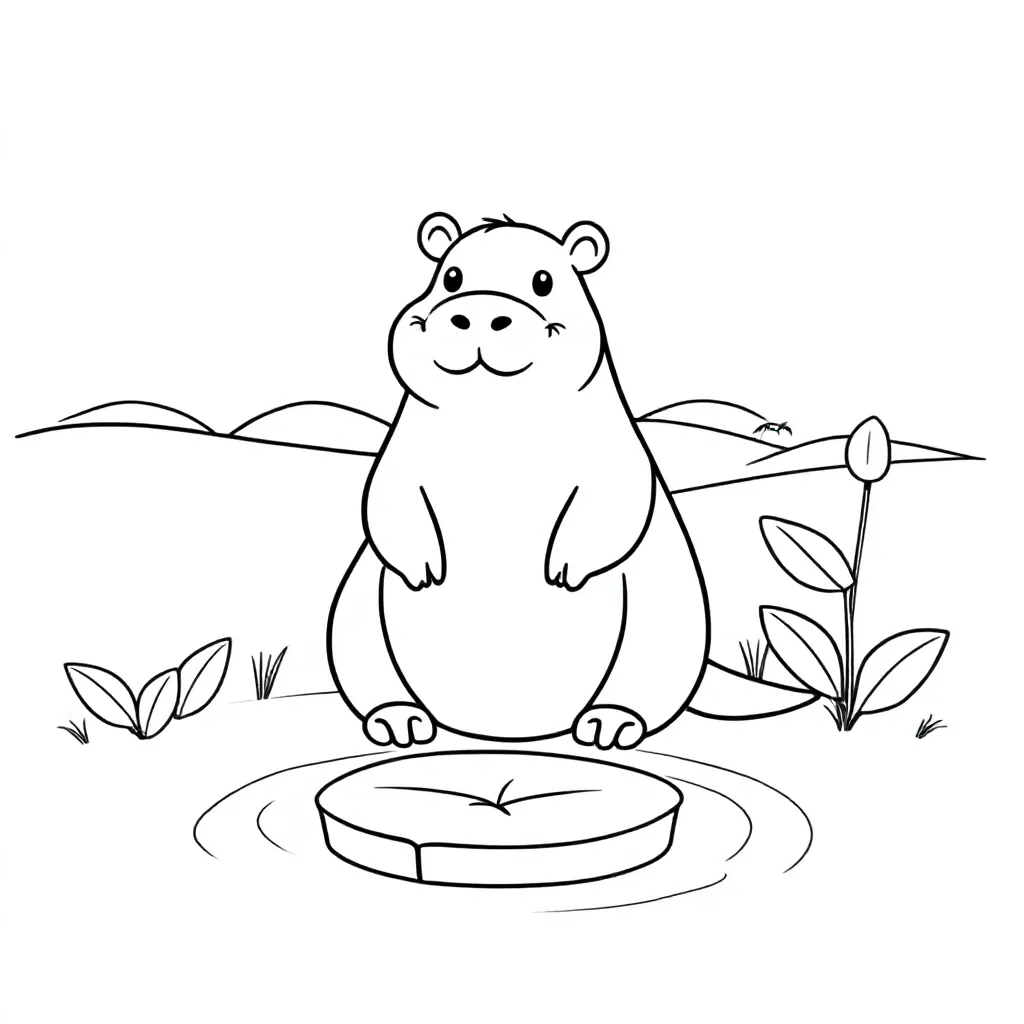 Feuille de coloriage gratuite Capybara Feuille de coloriage pour enfants