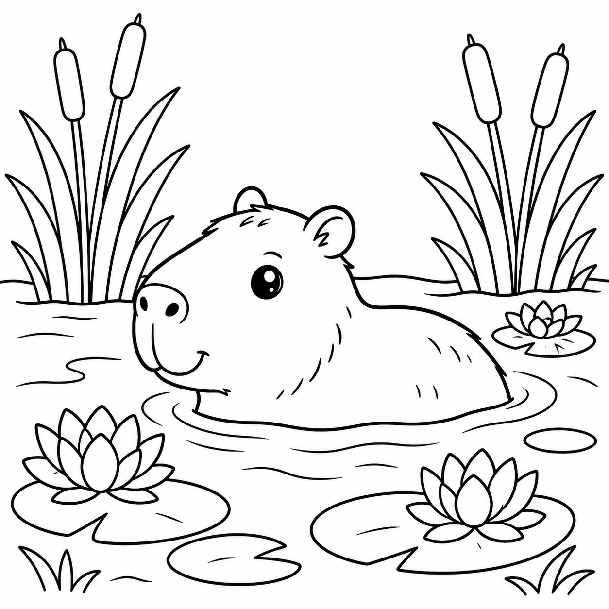 Capibara nuota nel fiume
