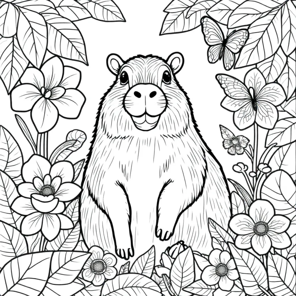 capibara kleurplaat voor kinderen