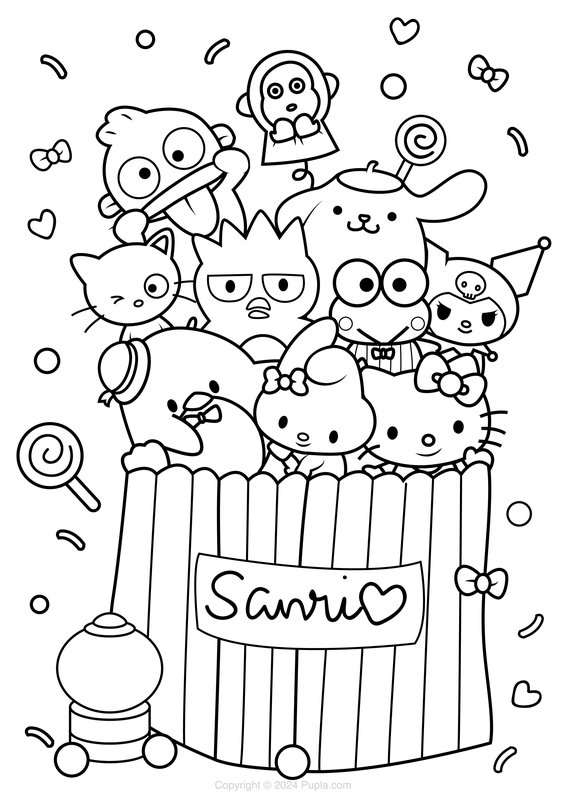 Caramelos De Los Personajes De Sanrio coloring page for children