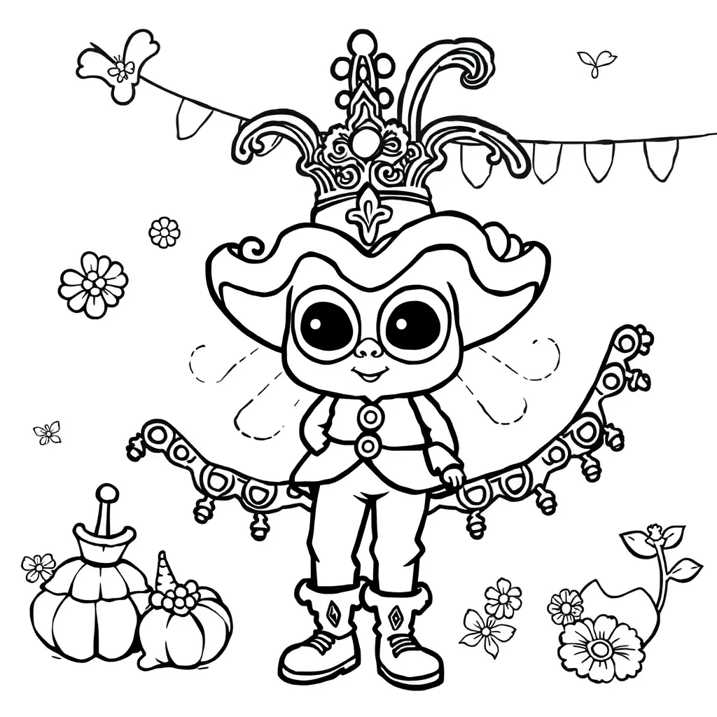 Free Carnival Costume Coloring Page for Happy Kids Coloring Sheet