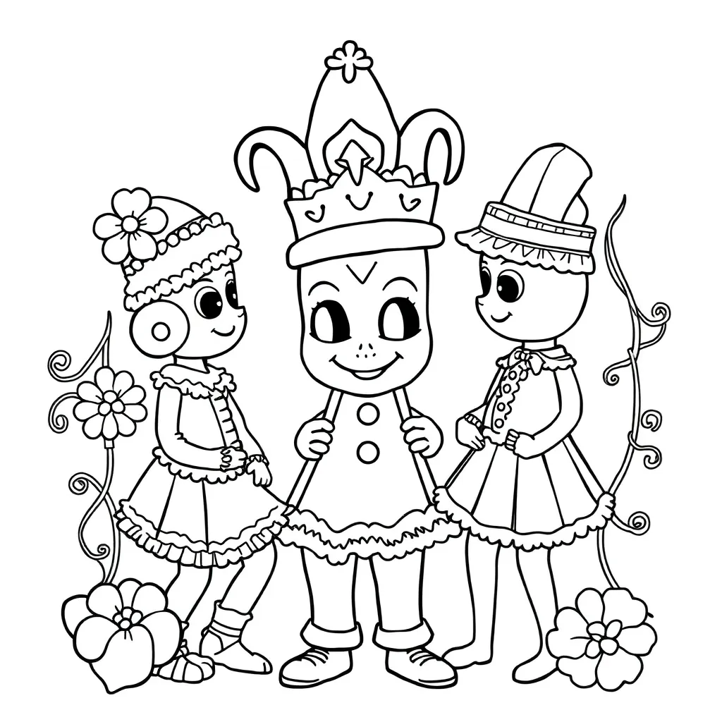 Carnaval Feest Kostuum Vrolijk Kinderen coloring page for children
