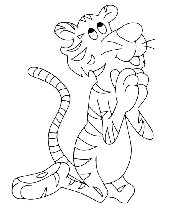 Cartoon Praying Tiger coloring page for children