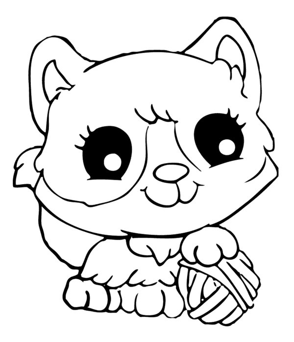 Cat Boll Wool coloring page for children