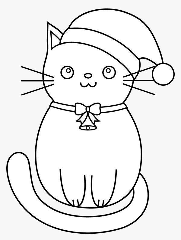 Cat Christmas coloring page for children
