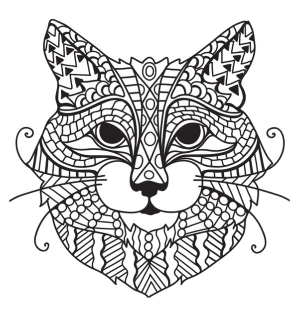 Cat Head coloring page for children