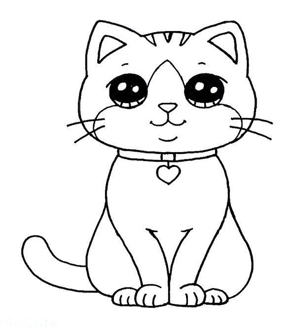 Cat Sitting coloring page for children