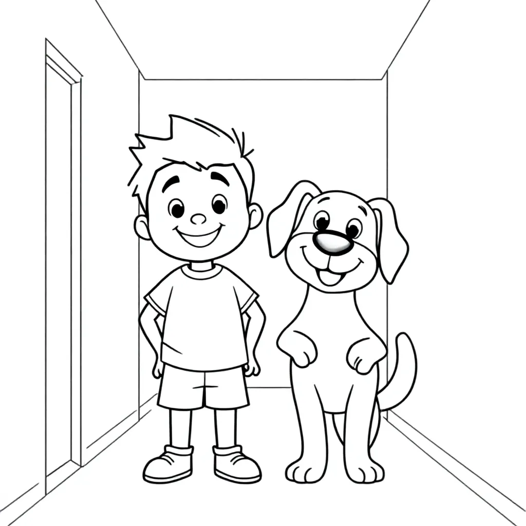 CHARLIE EN VAGGI IN DE HAL kleurplaat voor kinderen