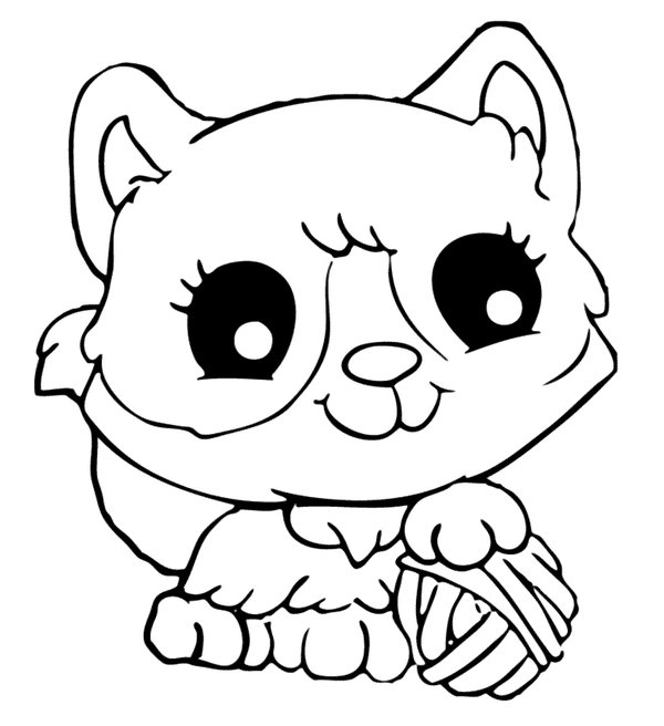 Chaton Avec Une Pelote De Laine coloring page for children