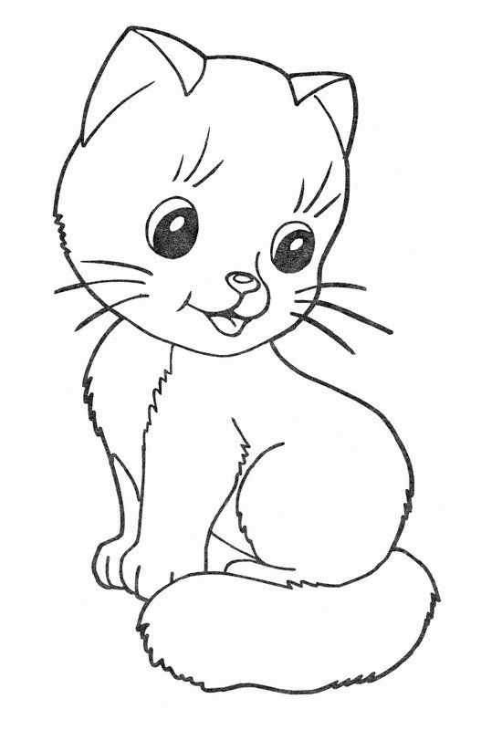 Chaton Heureux Assis coloring page for children