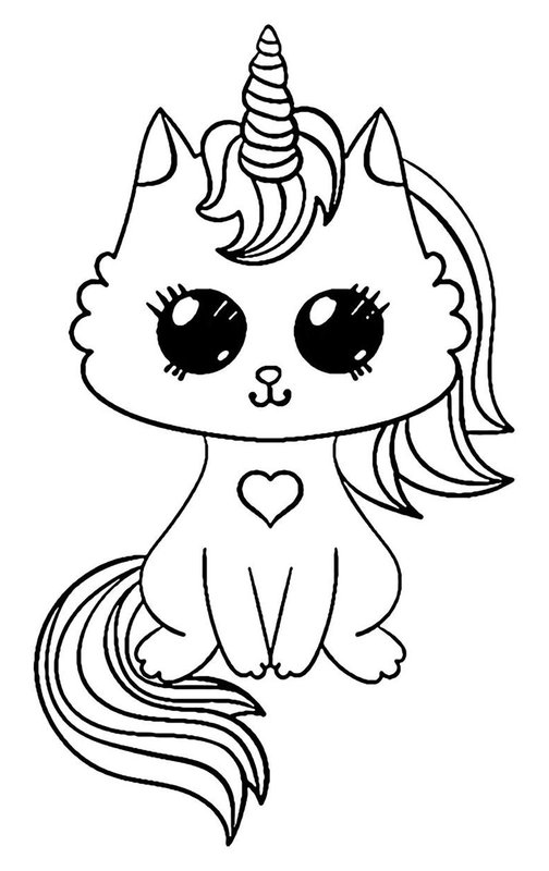 Chaton Licorne coloring page for children