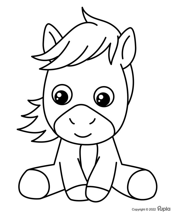 Cheval Facile Et Mignon coloring page for children