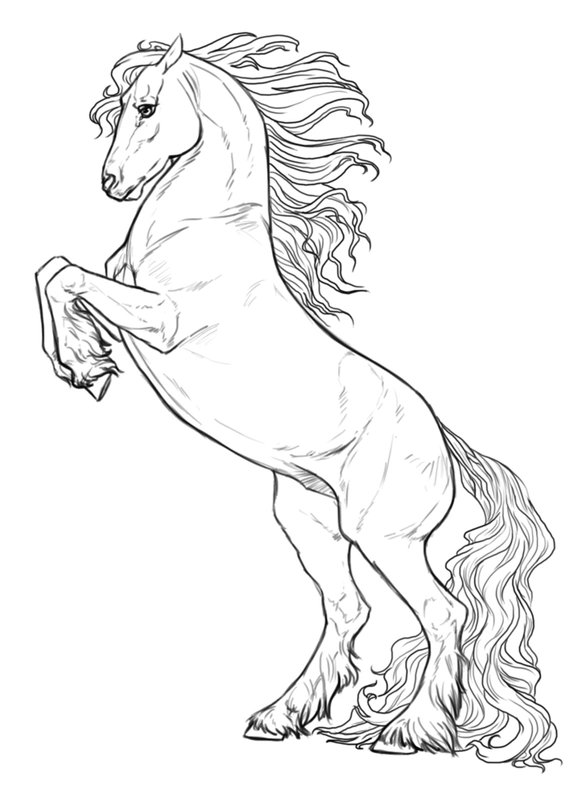 Cheval Frison coloring page for children