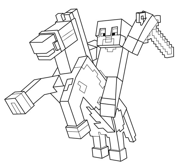Chevalier Minecraft coloring page for children