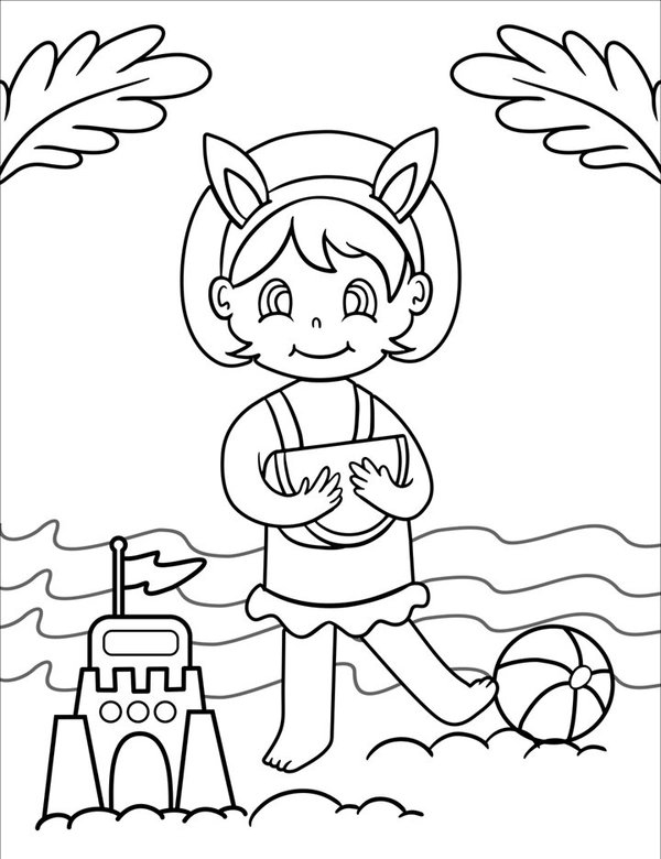 Chica En La Playa coloring page for children