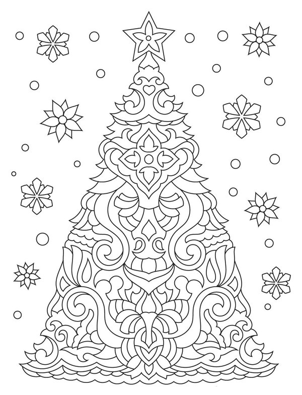 Christmas Tree Ornaments coloring page for children