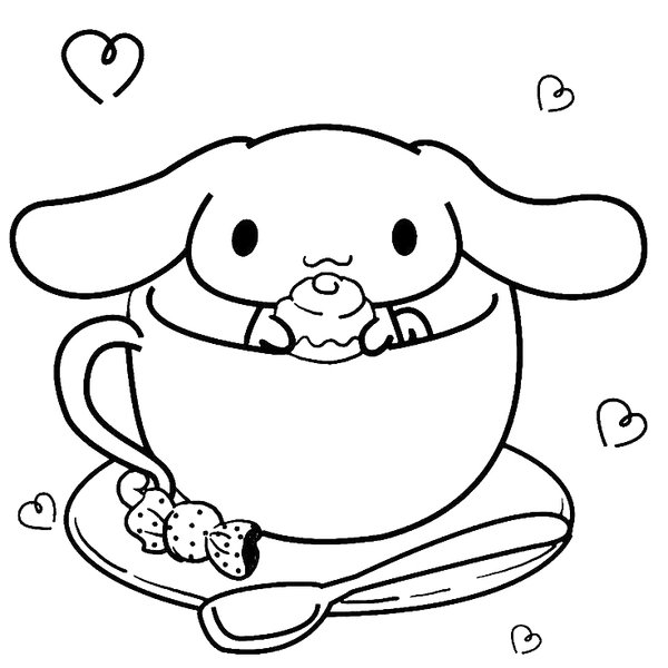 Cinnamoroll En Taza Con Cupcake coloring page for children