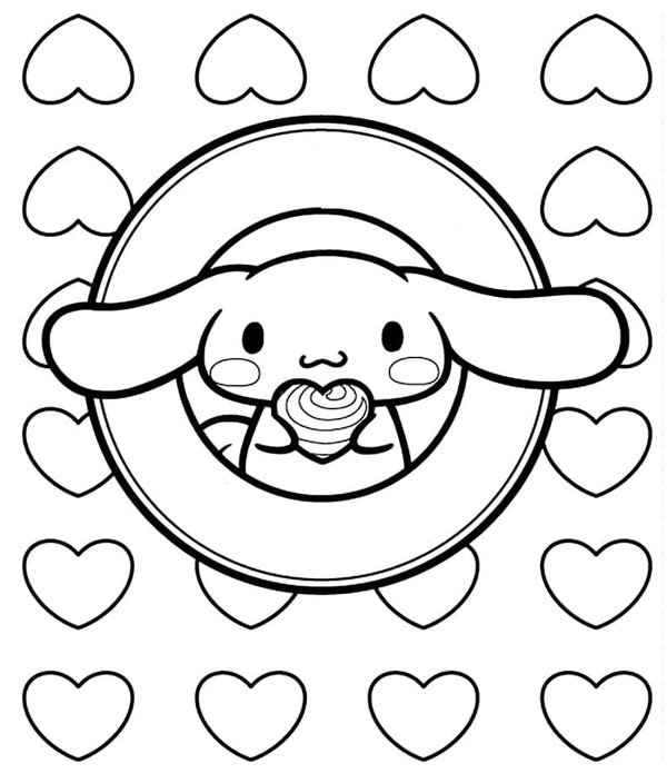 Cinnamoroll Hearts coloring page for children