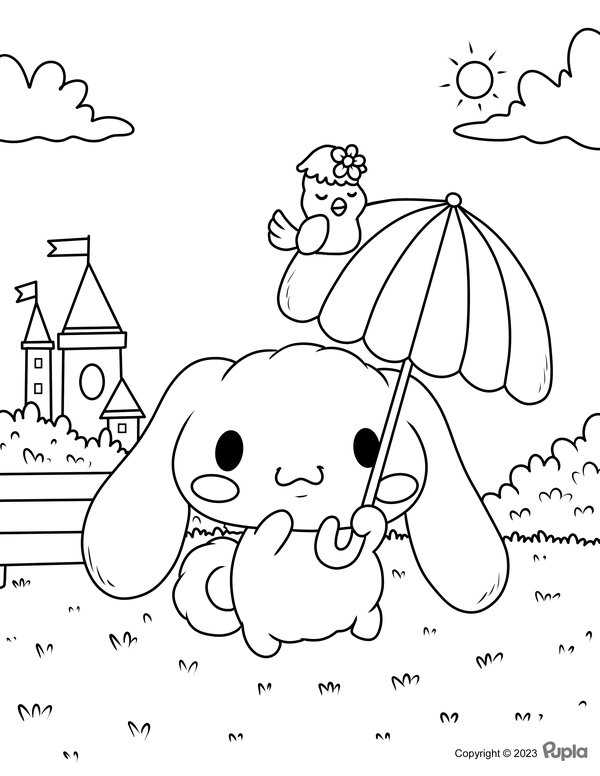Cinnamoroll Holding an Umbrella coloring page for children