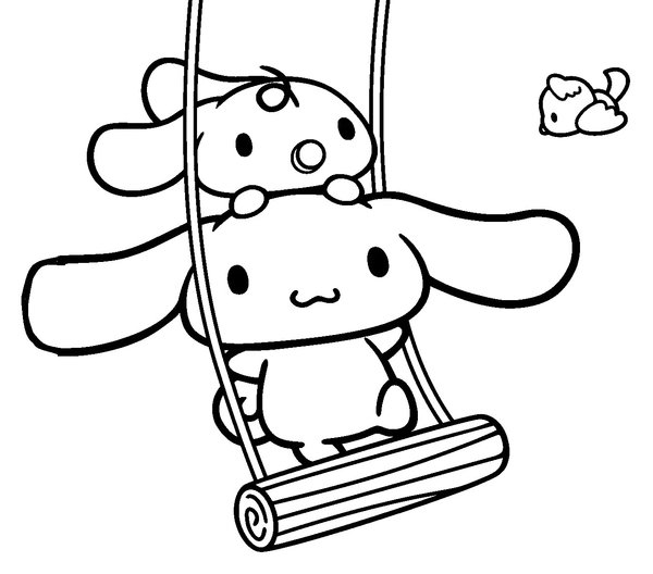 Cinnamoroll On Swing coloring page for children
