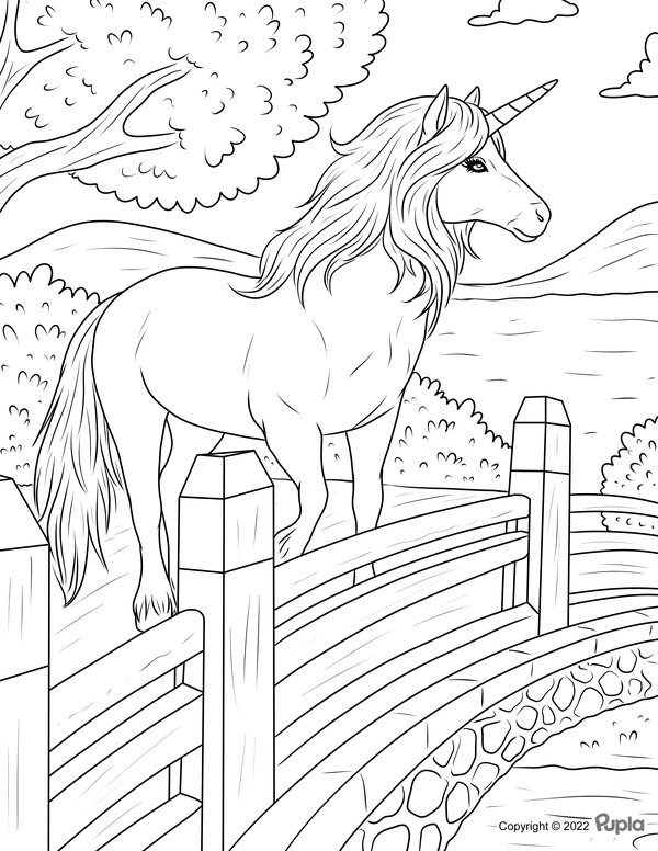 Cloture En Forme De Licorne coloring page for children