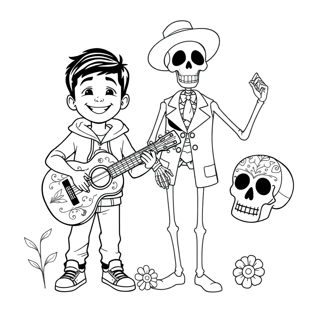 coco, disney, pixar, muziek, animatie coloring page for children
