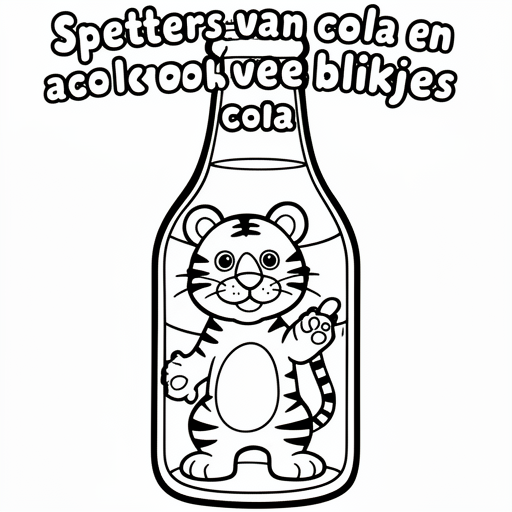 Cola fles in een tijger kleurplaat voor kinderen