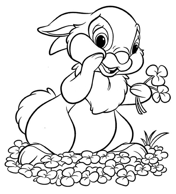 Conejito Thumper Con Treboles coloring page for children
