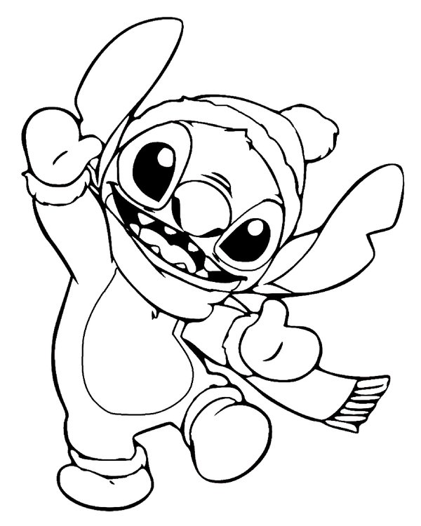 Conjunto de invierno Stitch coloring page for children