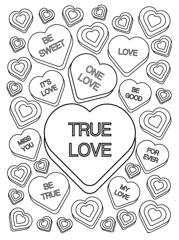 Corazones De Caramelo coloring page for children
