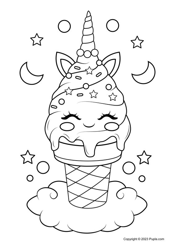 Crème glacée à la grosse licorne coloring page for children