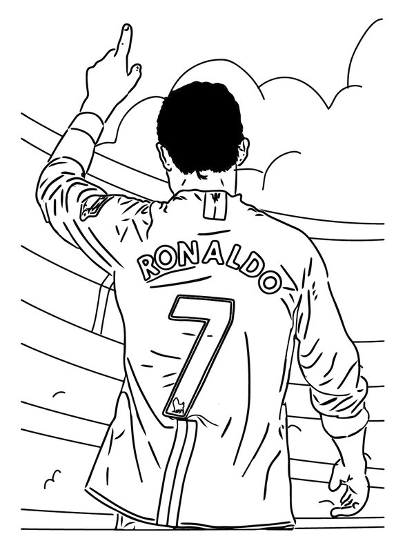 Cristiano Ronaldo Celebrating coloring page for children