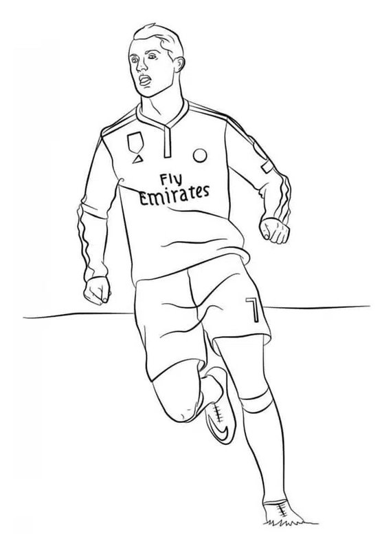 Cristiano Ronaldo Rennend coloring page for children