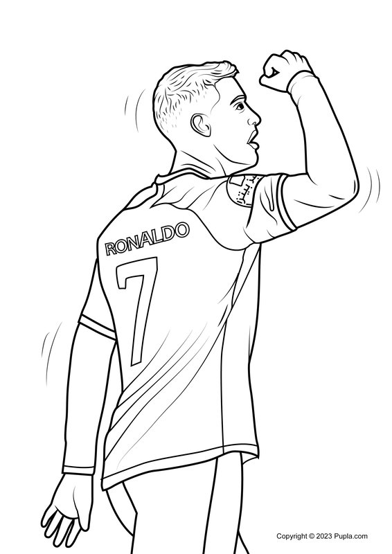 Cristiano Ronaldo schaut in die Menge coloring page for children