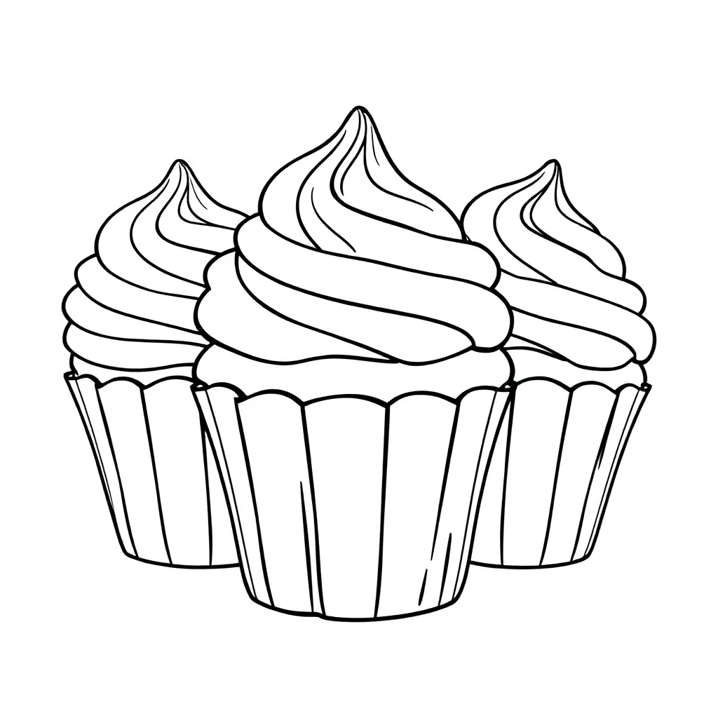 Cupcakes Bakken Zoet Feestelijk Taart coloring page for children