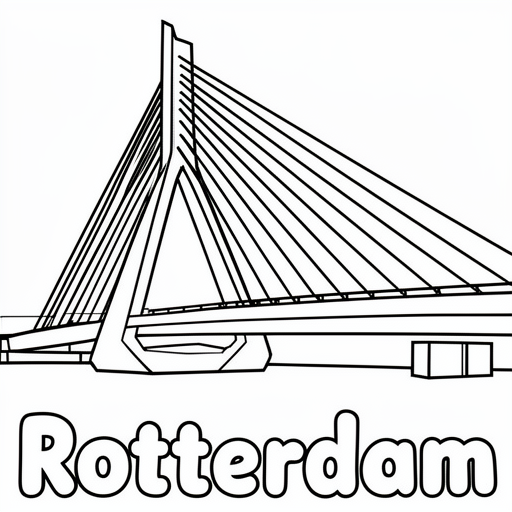 de erasmusbrug uit rotterdam kleurplaat voor kinderen